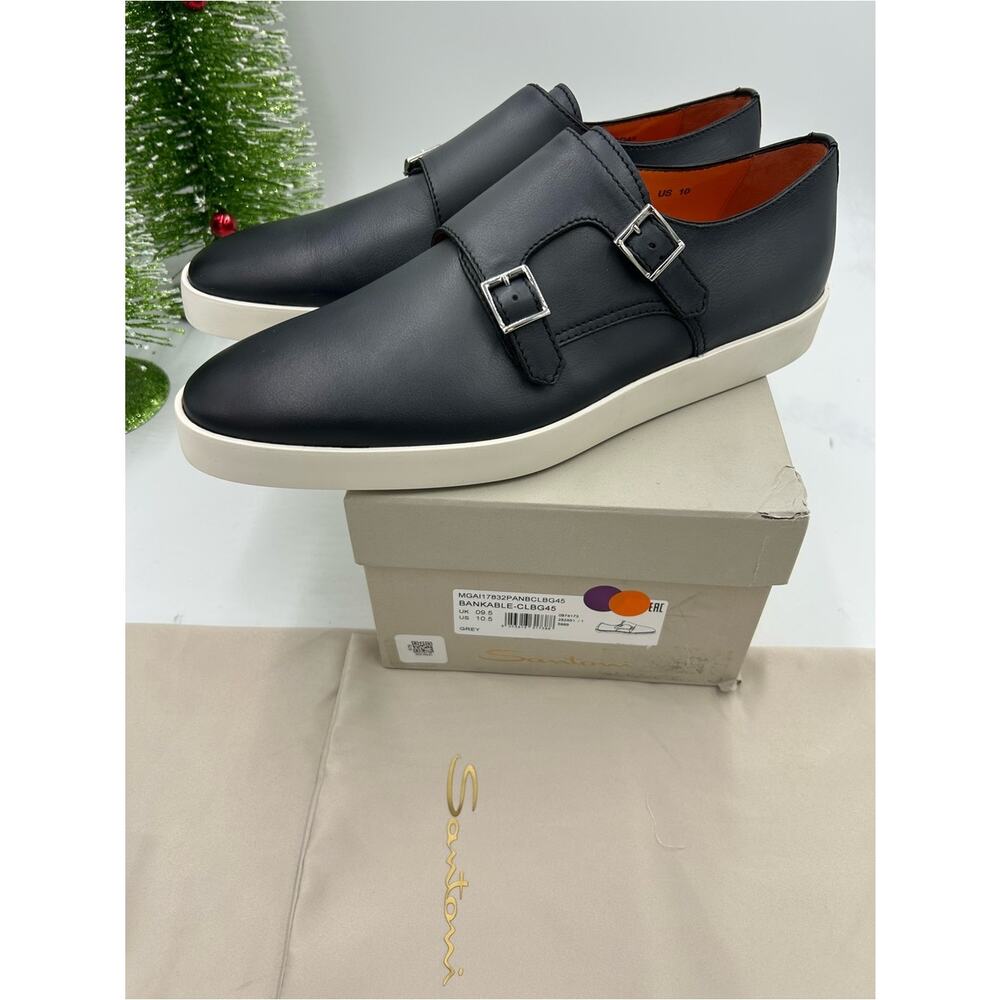 Men's Santoni bankable double Monk strap sneakers size 10.5 US made in Italy - Picture 11 of 12